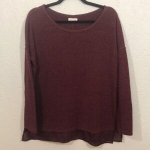 Silence + Noise Burgundy Oversized Round Neck Sweater size M